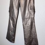 Cache Vintage  Bronze Leather Cargo Style Pants Womens 2 Fall Flare Leg 90s Photo 4