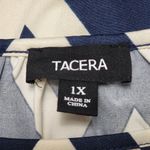 Tacera blue cream chevron jersey knit blouse size 1X Photo 6