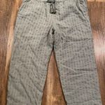 Soft Surroundings  Green Metallic Striped Linen Blend Pants Size XL Photo 0