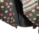 Free People  Boho Peasant Mini‎ Dress Black Floral Stripe Lace-Up V-Neck Size M Photo 6