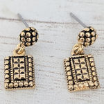 Vintage Stud Earrings Small & Stylish Gold Tone with Black Detail Photo 0