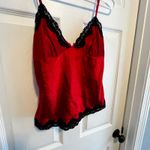 No Boundaries Red Black Lace Trim Cami Tank Top Women Size Small BabyDoll Witchy Vamp Photo 1
