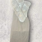 Divided H&M  Womens Large Sparkle Silver Backless Spaghetti Cross Back Mini Dress Photo 2