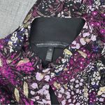 White House | Black Market Long Sleeve Floral Metallic Blouson Blouse Purple 10 Photo 9