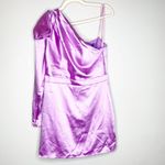 Mac Duggal Ieena  Purple Satin One Sleeve Bow Shoulder Mini Dress 10 NWT Photo 1