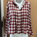 Current/Elliott Current Elliot orange and beige plaid button up shirt Photo 2