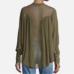 Free People 𝅺 The Best Blouse Crochet Lace Back Button Front Women’s Size Small Photo 14