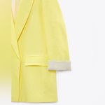 ZARA LINEN BLAZER W/ PRINTED SLEEVES YELLOW SIZE L NEW Photo 7