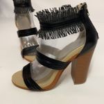 GROOVE Tribal Fringe Chunky Block Heels Size 8 A9 Black Photo 4
