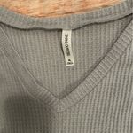 Zenana Outfitters  Grey V Neck Waffle Oversized Long Sleeve Photo 3