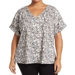 MELLODAY  V-Neck Short Sleeve Techno Top Women’s Small Photo 0