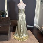 Women’s Light Green Prom Formal Dress Criss Cross Straps Leg Slit Size 8 NWOT Photo 3