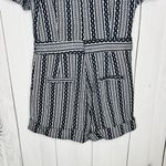 TCEC  Women Tapestry Romper Navy White Sz L Inseam: 4" Cuffed Pockets Photo 9