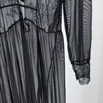 Elegant Black Lace sheer tie front Women’s long robe sexy L bridal feminine Size L Photo 3