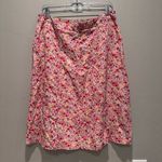 Christopher & Banks Vintage Pink Floral Skirt Linen Rayon Sz 10 Preppy Brunch Photo 1