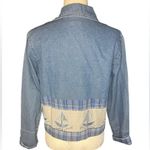 Coastal Grandma Quilted Denim Jacket 100% Cotton Small Sailing Nautical Photo 1