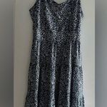 Navy with white flowers dress medium tiered bottom Blue Photo 0