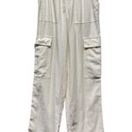 Mellville Women Cargo Pants Linen Blend Wide Leg Sz S Made Italy Lagenlook Cream Photo 0
