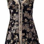 Victoria's Secret  Chemise Black & Gold Sexy Open Front  Silkie Lacey Lingerie S Photo 0