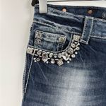 Miss Me  buckle blue beaded embroidered vintage 90s 2000s Y2K bootcut jeans 28x33 Photo 4