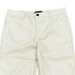 Miou Muse Faux Leather Vegan Cream Long Pants Large Straight Leg High Rise‎ Photo 1