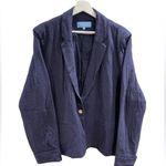 Draper James  Textured Cotton Navy Blazer with Gold Button Photo 0