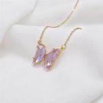 18K Gold Plated Purple Crystal Butterfly Pendant Necklace for Women Photo 1