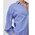 Rails  Oversized Blouse Shirt Lilac Pink Stripe Button Up Balloon Sleeve, Size L Photo 1