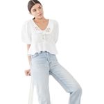 Tach Larina Embroidered Muslin Cotton Gauze Top White Large Photo 3