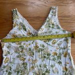 Laura Ashley  Linen Floral Yellow Roses Midi Dress Cottage Garden Lace Trim 14 Photo 7