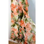 Anthony Original Coral Green Floral Chiffon Overlay Maxi Dress Size Small Photo 3