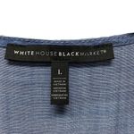 White House | Black Market  Womens Large Blue Tie Dye 3/4 Sleeve Lace Up Denim Top Photo 2