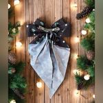 Handmade Festive Black Salior Hair Bow with Christmas Tree Design for Mamas or Teens Photo 5