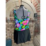 swimsuit swim dress Vintage 1980s one piece floral pink green purple Size 12 Photo 5