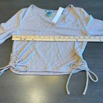 Good Luck Gem  Ribbed Crop Top with Side Ties Beige Long Sleeve Casual‎ Chic Photo 3