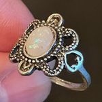 Oval simulated opal silver plated ring size 7.75 Photo 6