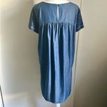 Lucky Brand  Shirred Blue Chambray Short Sleeve Dress Photo 3