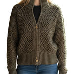 White House | Black Market  Gray Open Stitch Metallic Full Zip Sweater Jacket EUC S Photo 0