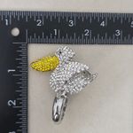Large Statement Pelican Stretch Ring Rhinestone Covered Yellow Photo 9
