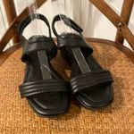 Arezzo Brazil black leather wedge strappy sandals size 9.5/39 Photo 2