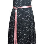 Jessica Howard  Sleeveless Belted Polka Dot Midi Dress Black Pink 10 Photo 0