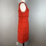 J.Crew  Womens Fringy Tweed Sleeveless Sheath Dress Size 12 Orange Red Cotton Photo 4