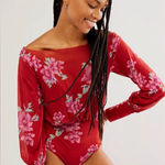 Free People Intimately NWOT Undercover Printed Bodysuit Cherry Combo Top Photo 0