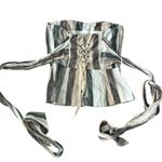 Anthropologie Current Air Strapless Lace Up Wrap Around Linen Stripe Top | XS Photo 0