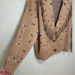 Lumiere Wild Out Bandana Fringe Cardigan. Tan Size L Photo 6