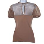 EXPRESS  Blush Pink Short Balloon Sleeve Tulle Trim‎ Stretch Top NWOT $37 Small Photo 4