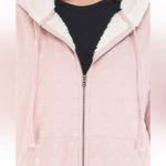 Bobeau  Flocked Zip Hoodie Pink Blush Hearts Fleece Lined Jacket Size Medium Photo 3
