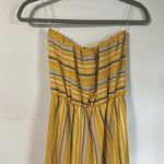 Strapless Striped Wide Leg Jumpsuit Size S Yellow Gray Photo 8