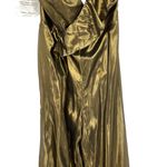 Fame and Partners  Gold Metallic Lame Wide Leg Backless‎ Jumpsuit Size US 2 Photo 4