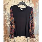 NWT The Pioneer Woman Flounce Sleeve Blouse, black floral, size Large Photo 2